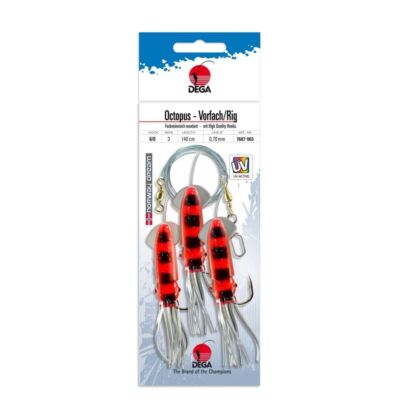 DEGA Octopus-Vorfach 3 Arme Octopus-System Haken 6/0 Pilkvorfach Dorschvorfach
