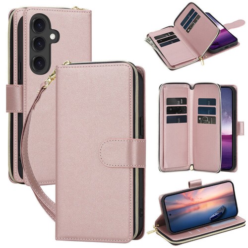 Leather Zipper Strap Card Wallet Phone Case For Samsung S24 S23 S22 Ultra S24 FE - Picture 75 of 104