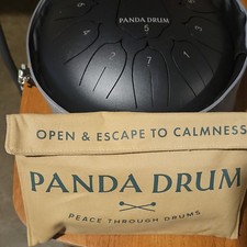 Panda Drum Steel Tongue Drum Black 7 Pads with Carrying Case