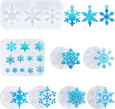 8 Pcs Silicone Christmas Resin Molds Snowflake Ornament Molds for DIY Craft
