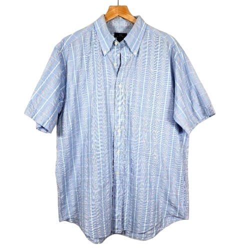 Brooks Brothers 346 Light Blue Plaid Button Down Shirt Size Large