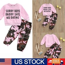 Toddler Baby Girl Outfit Letter Print Long Sleeve Sweatshirts Stretch Pants Set