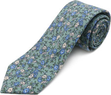 Cotton Floral Ties for Men 2.76" Men's Skinny Tie Linen Flower Printed Neck Tie