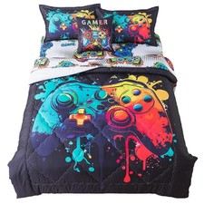 Game Comforter Sets for Boys Kids 6 Piece Gaming Bedding Set Twin Size Colorf...