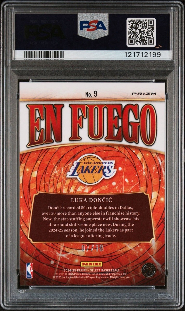 2024-25 Select Luka Doncic En Fuego Gold Prizm /10 PSA 9