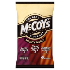 McCoy's Ridge Cut Crisps - Mighty Meaty Variety (6x30g) - Pack of 2