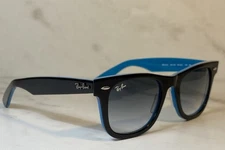 Ray-Ban Wayfarer Sunglasses Black On  Azure (Aqua) Gray Lens 2140 Size 50mm
