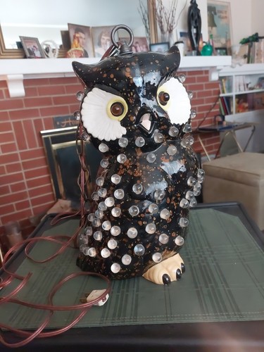 MCM Ceramic Hanging Swag Peg Light Up Owl