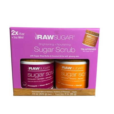 Raw Sugar Scrub Set with Shea Butter and Coconut Oil Vegan No Sulfates New