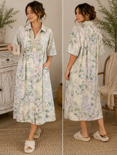 Vintage Floral Housecoat Robe Small Zip Front Embroidered Tassel Cottagecore