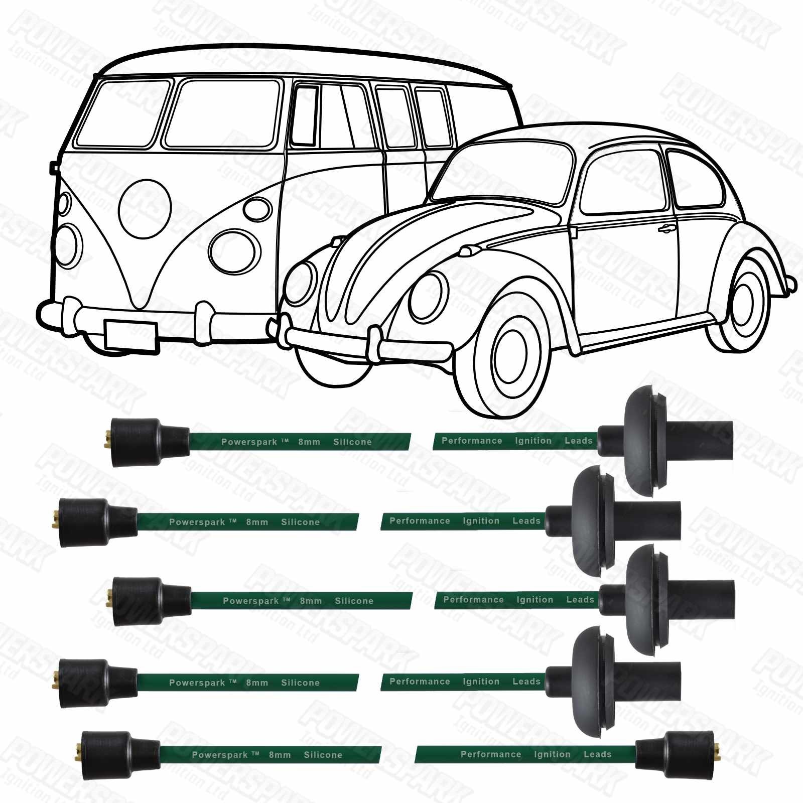 Volkswagen Air Cooled HT Leads Green 8mm Performance Silicone 1200 to 1600cc