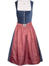 Dirndl Sophie blau 68er Länge Gr. 42 klassisch, blau rot, edel wadenlang