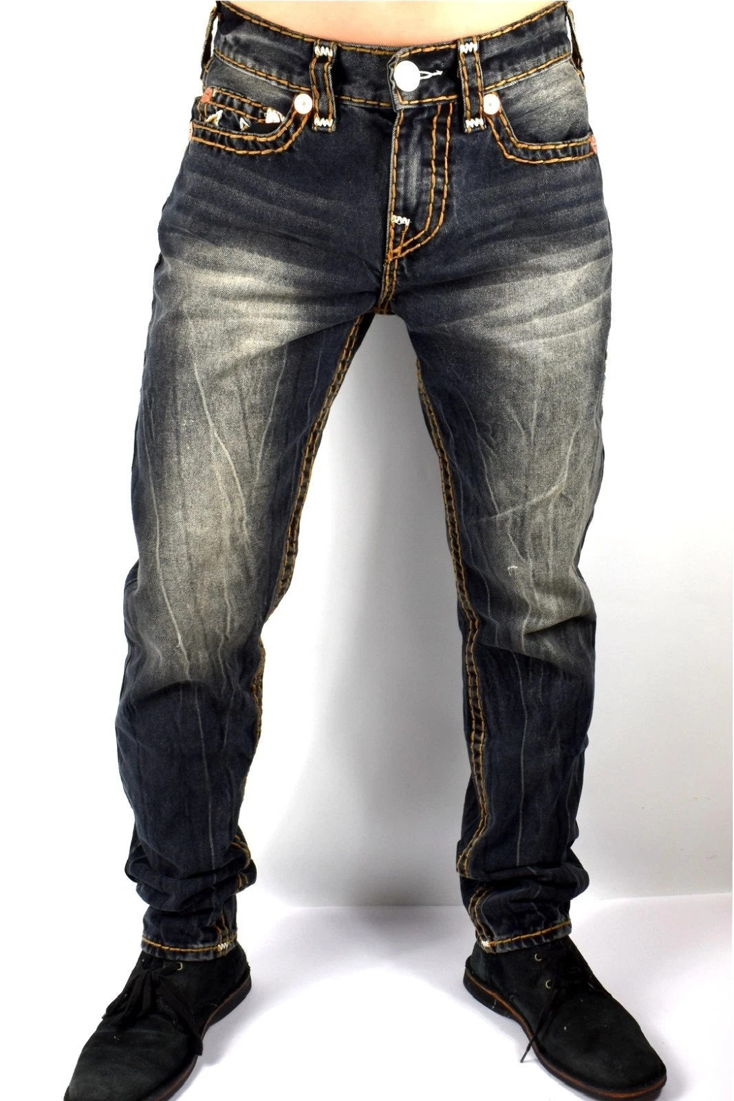 True Religion Rocco Relaxed Skinny Quad Logo Super T Jeans - 109389
