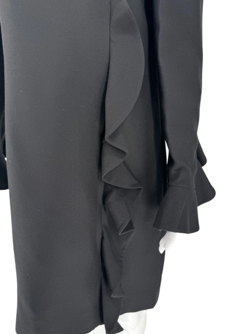 Abito Valentino nero con volant in crepe Taglia 10