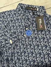 Ralph Lauren RLX Golf Performance UV Protection Floral Print Polo Navy White XL