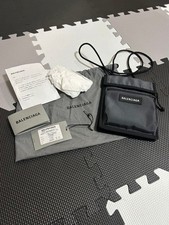 BALENCIAGA Gray Shoulder Bag Explorer Sacoche Adjustable Strap Zip Pocket Used