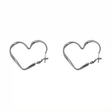 Silver Heart Hoop Earrings 925 Sterling Large Trendy Earring for Women 2024 Ligh