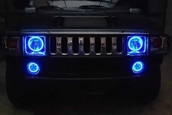 LED Fog Lights Halo Ring Lights Blue For 2003-2010 Hummer H2 Foto 4 de 4