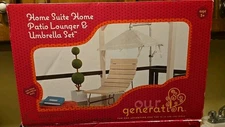 Discontinued  Our Generation Home Suite Patio Lounger & Umbrella Set 18 Inch...