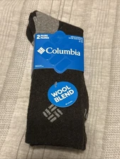 Columbia Mens Crew Socks Wool Blend Size 6-12 Grey 2PK NWT