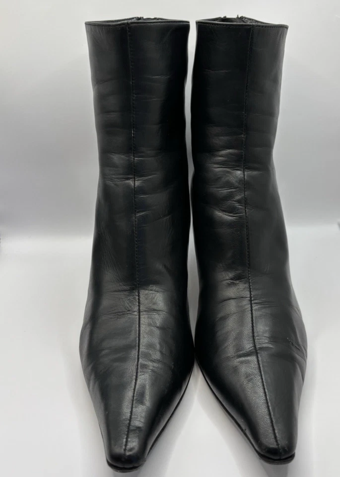 JIMMY CHOO Ankle Boots Women's Leather Kitten Heel Pointy Tulip -Size 9/39 Black - Image 2 of 4