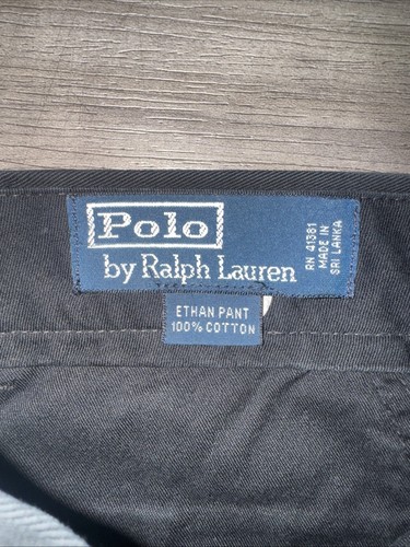 Polo Ralph Lauren Ethan Chino Trousers Pleated Black Mens 30W 30L 100% Cotton - Picture 4 of 7