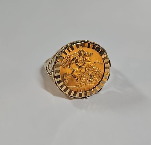 1982 Half Sovereign In 9ct Ring Mount, Size X 1/2