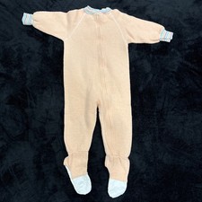 Vtg 80s Gerber Onesie Footie Pajamas Kids 3T Polyester Fleece Zip Up One Pc