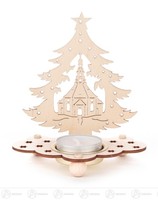 Teelichthalter Baum Mit Seiffener Kirche Bxhxt 12 Cmx12,5 Cmx7,5 Cm Neu