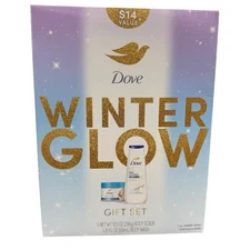 Dove Winter Glow Gift Set Body Scrub 10.5 oz & Wash 20 oz New In Box Rice Milk