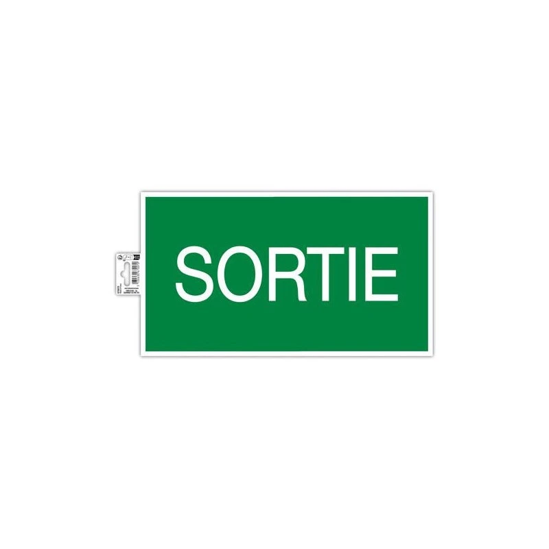 Panneau adhésif - Sortie - 35x20cm - Vert/blanc - PVC - Signalétique - Photo 1/2