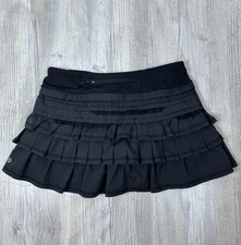 Lululemon Run: BACK ON TRACK Black Tiered Ruffle Skirt Size 6