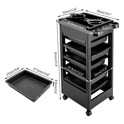 Beauty Salon Spa Styling Station Trolley Equipment Rolling Storage Tray Cart