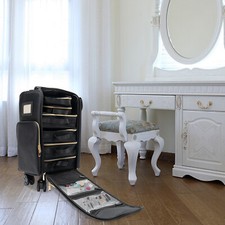 Professional Makeup Case,Rolling Makeup Train Case,Cosmetic Storage Organizer