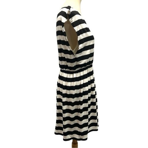 Alice + Olivia schwarz & weiß Streifen Jersey Strick ärmellos Minikleid Large - Bild 10 von 15