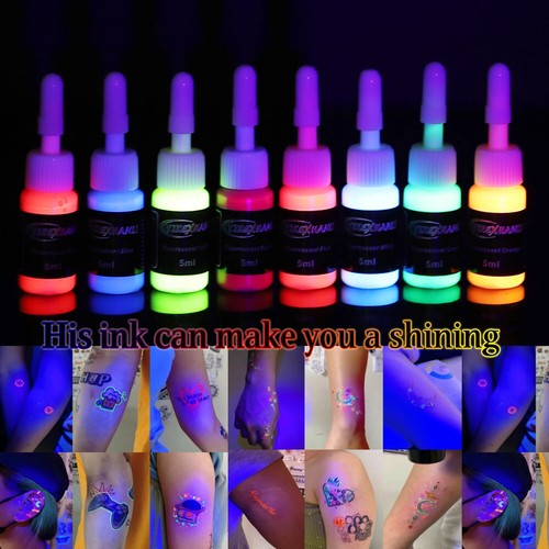 8pcs 5ml bottle professional fluorescent tattoo ink purple UV ink tattoo pigment