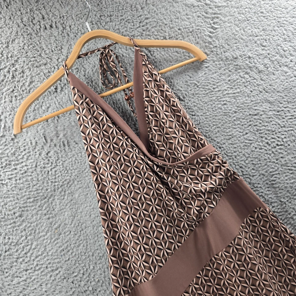 Vintage Rockmans Womens A-line Dress Size 12 Brown Beige Stretch Knit Sleeveless - image 2 of 4