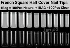 Half Cover French Square Nail Tips False Artificial Nails Acrylic Nail Tips
