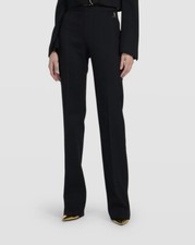  545 Just Cavalli Women's Black Wool Straight-Leg Pleated Trousers Pants Size 44