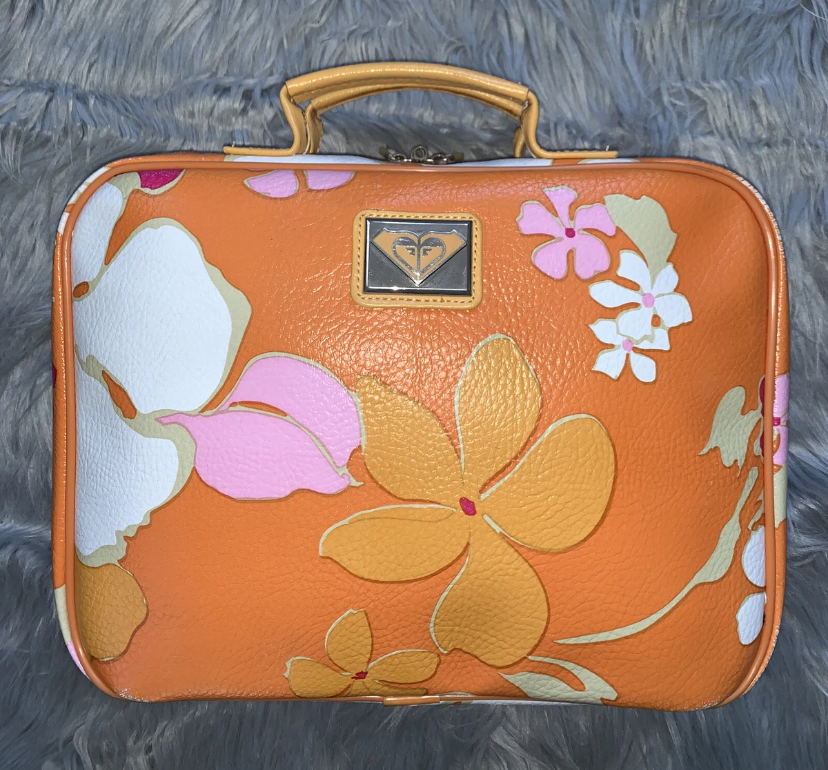 Vintage Roxy Quicksilver Floral Travel Cosmetic Luggage Bag Purse