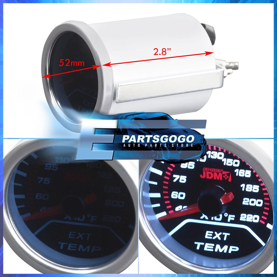 Universal 2" JDM Sport Temperature Gauge EGT LED Indicator Smoke Lens Foto 2 de 4