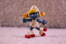 Smurfs Rollerskates Smurfette Smurf 20126 Rare Vintage Genuine Figurine