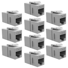 10 Pcs Cat6 RJ45 Network LAN Ethernet Keystone Jack Snap-In Coupler Inline Gray