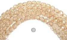 Czech Fire Polished Round Faceted Beads in Crystal Champagne coated 3-4-5-6-8mm