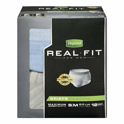 Depend Real Fit Briefs Maximum Absorbency, Small Medium, 12 Briefs