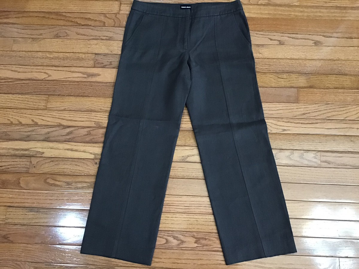 Giorgio Armani Black Label Pants Size 42 Brown Slacks Wide Leg