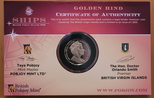 British Virgin 1$ 2022. Schiffe - Santa Maria. Coincard. Virenium. Postfrisch = 1950! - Bild 2 von 2