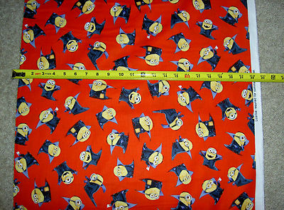 Minion Minions I Won't Bite fang fangs goggles red 24511 R QT Cotton fabric 