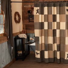 Primitive Shower Curtain Kettle Grove 72x72 Crow Star Bath Decor by VHC