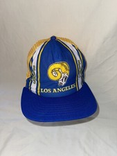 Vintage 80s Los Angeles Rams New Era Made In USA NFL Trucker Snapback Cap Hat